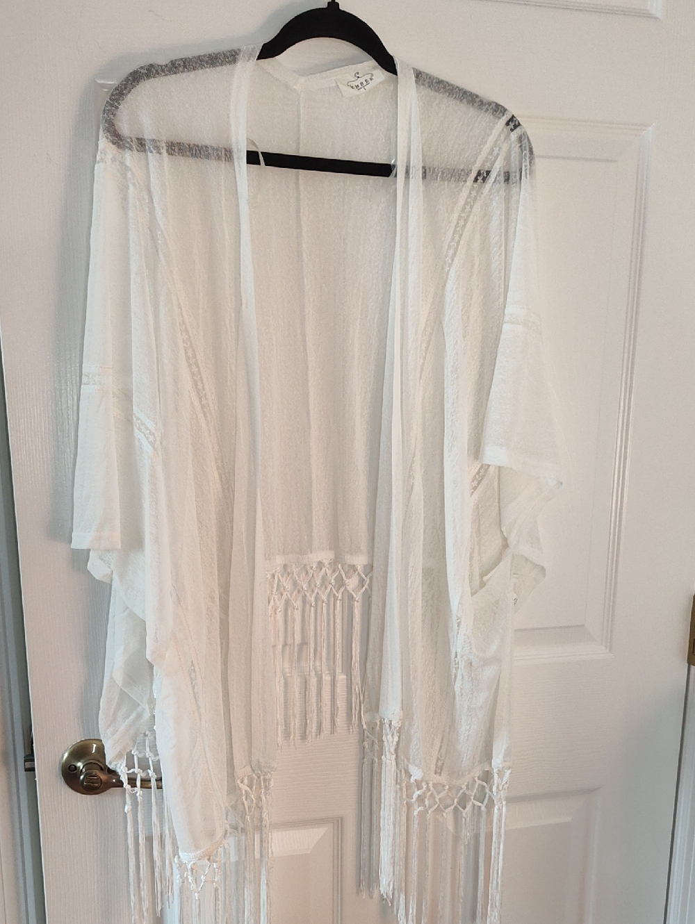 Lightweight White Fringe Kimono Wrap